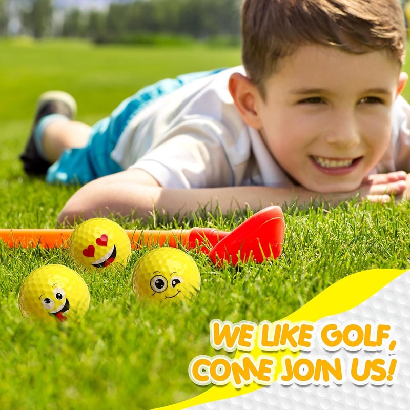 MiniInflat 19 Pcs Funny Golf Balls Set for Kids Adults Includes 12 Emoticon Practice Balls 6 Tees and Gift Box Novelty Golf Accessories for Men Women Birthday - Image 3